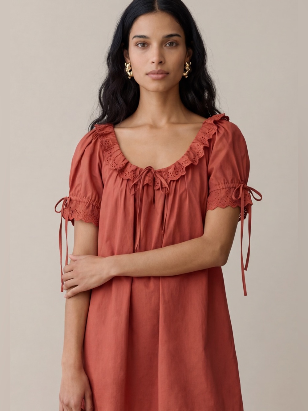 NWT Few Moda Juliet Cotton Dress size Small S Rust mini Kourt